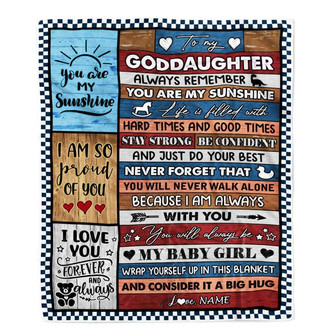 Personalized To My Goddaughter Blanket From Godmother Godfather Wood It A Big Hug Goddaughter Birthday Graduation Christmas Customized Bed Fleece Throw Blanket - Thegiftio UK