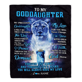 Personalized To My Goddaughter Blanket From Godmother Lion My Precious Goddaughter Birthday Graduation Anniversary Christmas Customized Fleece Throw Blanket - Thegiftio UK