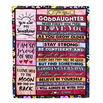Personalized To My Goddaughter Blanket From Godmother Proud Of You I Love You Wood Goddaughter Birthday Christmas Customized Fleece Blanket - Thegiftio UK
