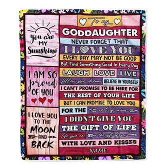 Personalized to My Goddaughter Blanket from Godmother Godfather Wood Laugh Love Live Believe Goddaughter Birthday Christmas Fleece Throw Blanket - Thegiftio UK