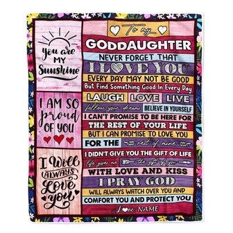 Personalized To My Goddaughter Blanket From Godmother Wood You Are My Sunshine I Love You Blanket Birthday Graduation Christmas Customized Fleece Throw Blanket - Thegiftio UK