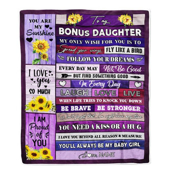 Personalized To My Goddaughter Blanket From Godmother Wood Laugh Love Live Sunflower Goddaughter Birthday Graduation Christmas Customized Fleece Throw Blanket - Thegiftio UK