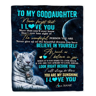 Personalized To My Goddaughter Blanket From Godmother Never Forget I Love You White Tiger Goddaughter Birthday Graduation Christmas Customized Fleece Blanket - Thegiftio UK