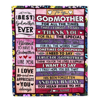 Personalized Godmother Blanket From Niece Nephew Thank You For The Love Godmother Mothers Day Birthday Christmas Customized Bed Fleece Throw Blanket - Thegiftio UK