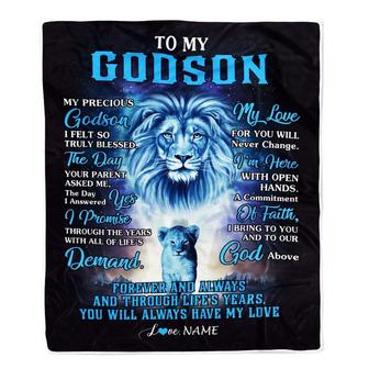 Personalized To My Godson Blanket From Godfather Lion My Precious Godson Birthday Graduation Anniversary Christmas Customized Fleece Throw Blanket - Thegiftio UK