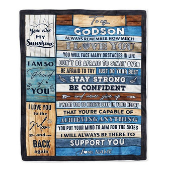 Personalized To My Godson Blanket From Godmother Godfather Wood How Much I Love You Goddaughter Godson Graduation Travel Christmas Customized Fleece Blanket - Thegiftio UK