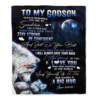 Personalized To My Godson Wolf Blanket From Godmother Godfather Always Remember Godchild Godson Graduation Travel Christmas Customized Fleece Blanket - Thegiftio