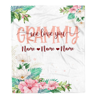 Personalized Grammy Blanket From Grandkids Granddaughter Grandson We Love You Floral Grammy Birthday Mothers Day Christmas Fleece Throw Blanket - Thegiftio