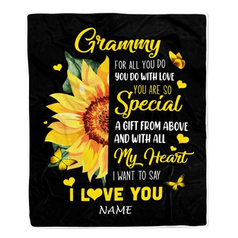 Personalized To My Grammy Blanket From Grandkids Granddaughter I Want To Say I Love You Sunfower Grammy Birthday Mothers Day Christmas Fleece Throw Blanket - Thegiftio