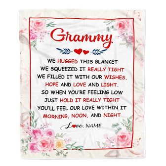 Personalized Grammy Blanket From Grandkids Granddaughter Grandson We Hugged This Blanket Floral Grammy Birthday Mothers Day Christmas Fleece Throw Blanket - Thegiftio