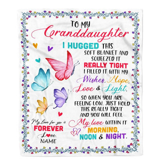 Personalized To My Granddaughter Blanket From Grandma Grandpa Butterfly I Huggest This Soft Blanket Granddaughter Birthday Christmas Bed Fleece Throw Blanket - Thegiftio UK