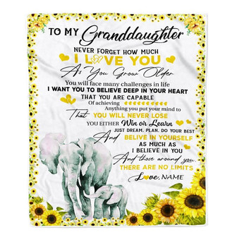 Personalized To My Granddaughter Blanket from Grandma Nana Never Forget I Love You Sunflower Elephant Granddaughter Birthday Christmas Fleece Throw Blanket - Thegiftio UK