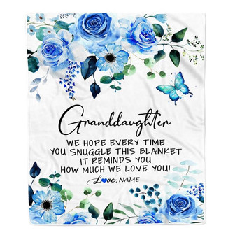 Personalized To My Granddaughter Blanket From Grandma Grandpa Floral How Much We Love You Granddaughter Birthday Christmas Customized Fleece Blanket - Thegiftio UK