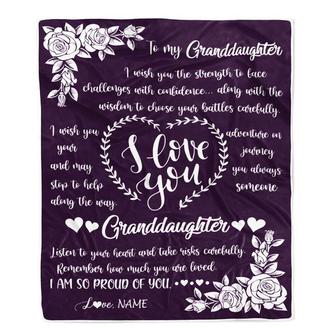 Personalized To My Granddaughter Blanket From Grandma Grandpa I Wish You The Strength Granddaughter Birthday Christmas Customized Bed Fleece Blanket - Thegiftio UK