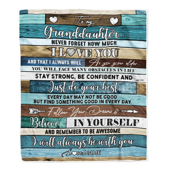 Personalized To My Granddaughter Blanket From Grandma Wood Never Forget I Love You Granddaughter Birthday Graduation Christmas Customized Fleece Throw Blanket - Thegiftio UK