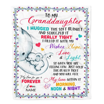 Personalized To My Granddaughter Blanket From Grandma Grandpa Elephant I Huggest This Soft Blanket Granddaughter Birthday Christmas Customized Fleece Blanket - Thegiftio UK