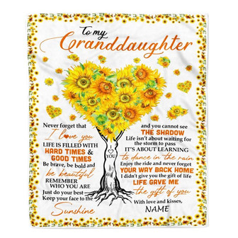 Personalized to My Granddaughter Blanket from Grandma Nana Mimi Gave Me The Gift of You Sunflower Birthday Thanksgiving Christmas Customized Fleece Blanket - Thegiftio