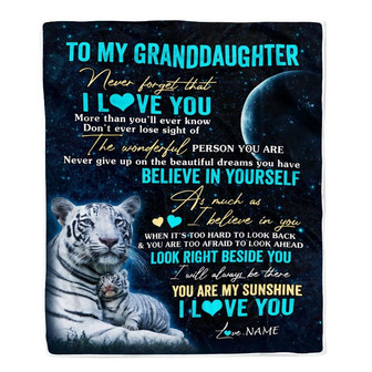 Personalized To My Granddaughter Blanket From Grandma Nana Never Forget I Love You White Tiger Granddaughter Birthday Graduation Christmas Fleece Blanket - Thegiftio UK