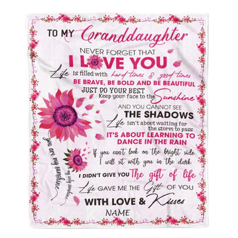 Personalized To My Granddaughter Blanket From Grandma Grandpa Nana I Love You Pink Sunflower Granddaughter Birthday Christmas Customized Fleece Blanket - Thegiftio UK