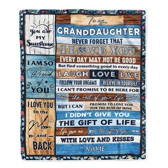 Personalized To My Granddaughter Blanket From Grandma Grandpa Nana I Love You Wood Birthday Christmas Thanksgiving Graduation Customized Fleece Blanket - Thegiftio UK