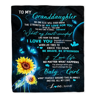Personalized To My Granddaughter Blanket From Grandma Grandpa Sunflower Butterfly My Love For You Granddaughter Birthday Christmas Customized Fleece Blanket - Thegiftio UK