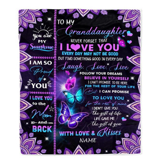 Personalized To My Granddaughter Blanket From Grandma Grandpa Never Forget That I Love You Bufterfly Granddaughter Birthday Christmas Fleece Throw Blanket - Thegiftio UK