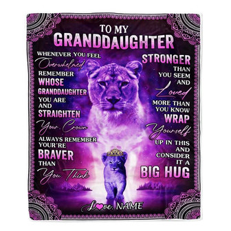 Personalized To My Granddaughter Blanket From Grandma Lion I Love You It A Big Hug Letter To My Granddaughter Birthday Christmas Fleece Throw Blanket - Thegiftio UK