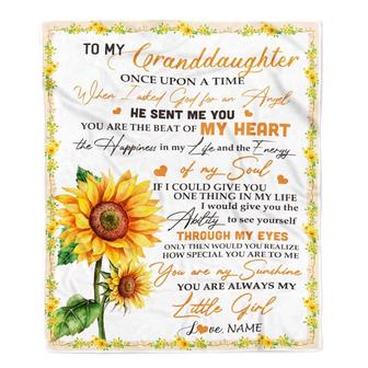 Personalized To My Granddaughter Blanket From Grandma Once Upon A Time When I Asked God For An Angel Sunflower Birthday Christmas Customized Fleece Blanket - Thegiftio UK