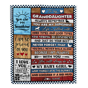 Personalized To My Granddaughter Blanket From Grandma Grandpa Wood It A Big Hug Granddaughter Birthday Graduation Christmas Customized Bed Fleece Throw Blanket - Thegiftio UK