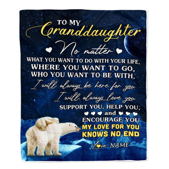 Personalized To My Granddaughter Blanket From Grandma Grammy Polar Bear I Will Always Love You Granddaughter Birthday Christmas Customized Bed Fleece Blanket - Thegiftio
