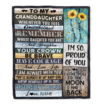 Personalized To My Granddaughter Blanket from Grandma Nana Wood Whenever You Feel Overwhelmed Remember Whose Granddaughter Birthday Christmas Fleece Blanket - Thegiftio UK