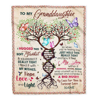 Personalized to My Granddaughter Blanket from Grandma Nana Grandpa My Love Within It Morning Noon Night Butterfly Tree Birthday Christmas Fleece Blanket - Thegiftio UK