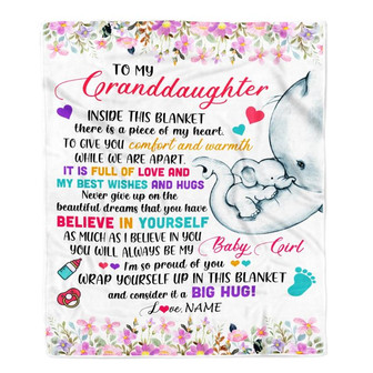 Personalized To My Granddaughter Blanket From Grandma Nana It A Big Hug Elephant Baby Granddaughter Birthday Customized Christmas Bed Fleece Throw Blanket - Thegiftio UK