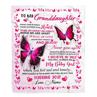 Personalized To My Granddaughter Blanket from Grandma Grandpa Inside This Blanket There is a Piece of My Heart For Birthday Christmas Fleece Blanket - Thegiftio UK
