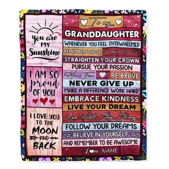 Personalized To My Granddaughter Blanket From Grandma Nana Believe In Yourself Awesome Pink Wood Birthday Graduation Christmas Customized Fleece Blanket - Thegiftio