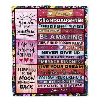 Personalized To My Granddaughter Blanket From Grandma Nana Never Give Up Live Your Dream Pink Wood Birthday Graduation Christmas Customized Fleece Blanket - Thegiftio UK