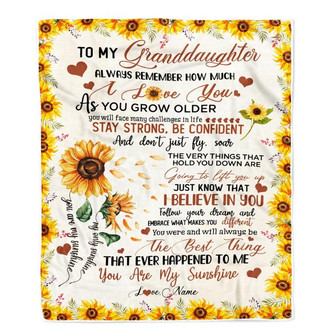 Personalized To My Granddaughter Blanket From Grandma Sunflower Always Remember How Much I Love You Birthday Christmas Fleece Blanket - Thegiftio UK