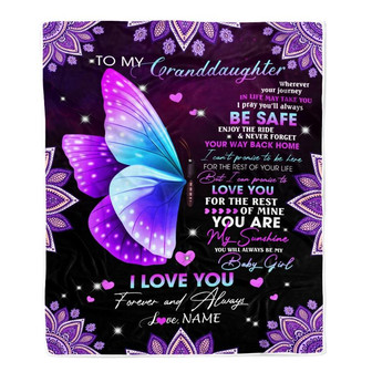 Personalized To My Granddaughter Blanket From Grandma Grandpa Wherever Your Journey Butterfly Birthday Christmas Customized Bed Quilt Fleece Throw Blanket - Thegiftio UK