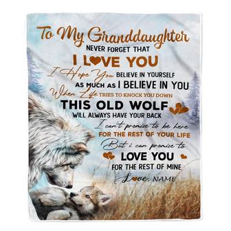 Personalized To My Granddaughter Blanket From Grandpa Grandma Never Forget That I Love You Wolf Granddaughter Birthday Christmas Bed Fleece Throw Blanket - Thegiftio UK
