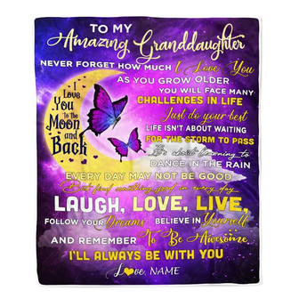 Personalized To My Granddaughter Blanket From Nana Grandma Butterfly Never Forget How Much I Love You Granddaughter Birthday Christmas Fleece Blanket - Thegiftio UK