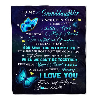Personalized To My Granddaughter From Grandma Blanket Once Upon A Time Butterfly Birthday Graduation Christmas Gift Bed Quilt Fleece Throw Blanket - Thegiftio UK