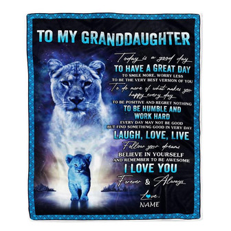 Personalized To My Granddaughter Lion Blanket From Grandma Gigi Every Day Laugh Love Live Granddaughter Birthday Christmas Customized Bed Fleece Throw Blanket - Thegiftio UK