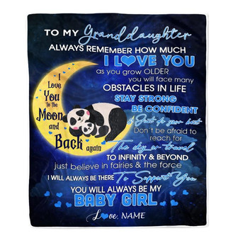 Personalized To My Granddaughter I Love You Forever From Grandma Grandpa Nana Panda Birthday Christmas Thanksgiving Graduation Customized Fleece Blanket - Thegiftio