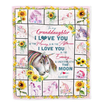 Personalized To My Granddaughter Unicorn Blanket From Grandma Grandpa Never Forget I Love You Granddaughter Birthday Christmas Bed Fleece Blanket - Thegiftio UK