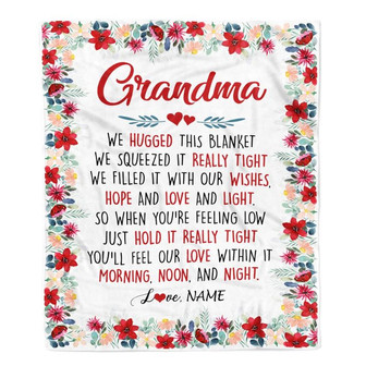 Personalized Grandma Blanket From Grandkids Grandson Granddaughter We Hugged This Blanket Grandma Birthday Mothers Day Christmas Customized Fleece Blanket - Thegiftio UK