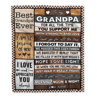 Personalized To My Grandpa Blanket From Granddaughter Grandson Thank You For All The Time Birthday Fathers Day Christmas Customized Bed Fleece Throw Blanket - Thegiftio UK