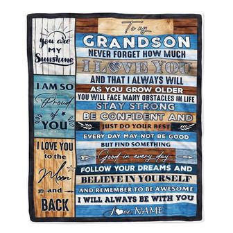 Personalized To My Grandson Blanket From Grandma Grandpa Papa Proud Of You I Love You Wood Grandson Birthday Christmas Fleece Throw Blanket - Thegiftio UK
