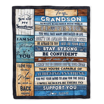 Personalized To My Grandson Blanket From Grandma Grandpa Wood How Much I Love You Granddaughter Birthday Graduation Christmas Customized Bed Fleece Blanket - Thegiftio UK