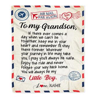 Personalized To My Grandson Blanket From Grandma Papa Air Mail Letter Little Boy Grandson Birthday Graduation Christmas Gift Bed Quilt Fleece Throw Blanket - Thegiftio UK