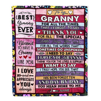 Personalized Granny Blanket From Granddaughter Grandson Thank You For The Love Granny Mothers Day Birthday Christmas Customized Bed Fleece Throw Blanket - Thegiftio UK